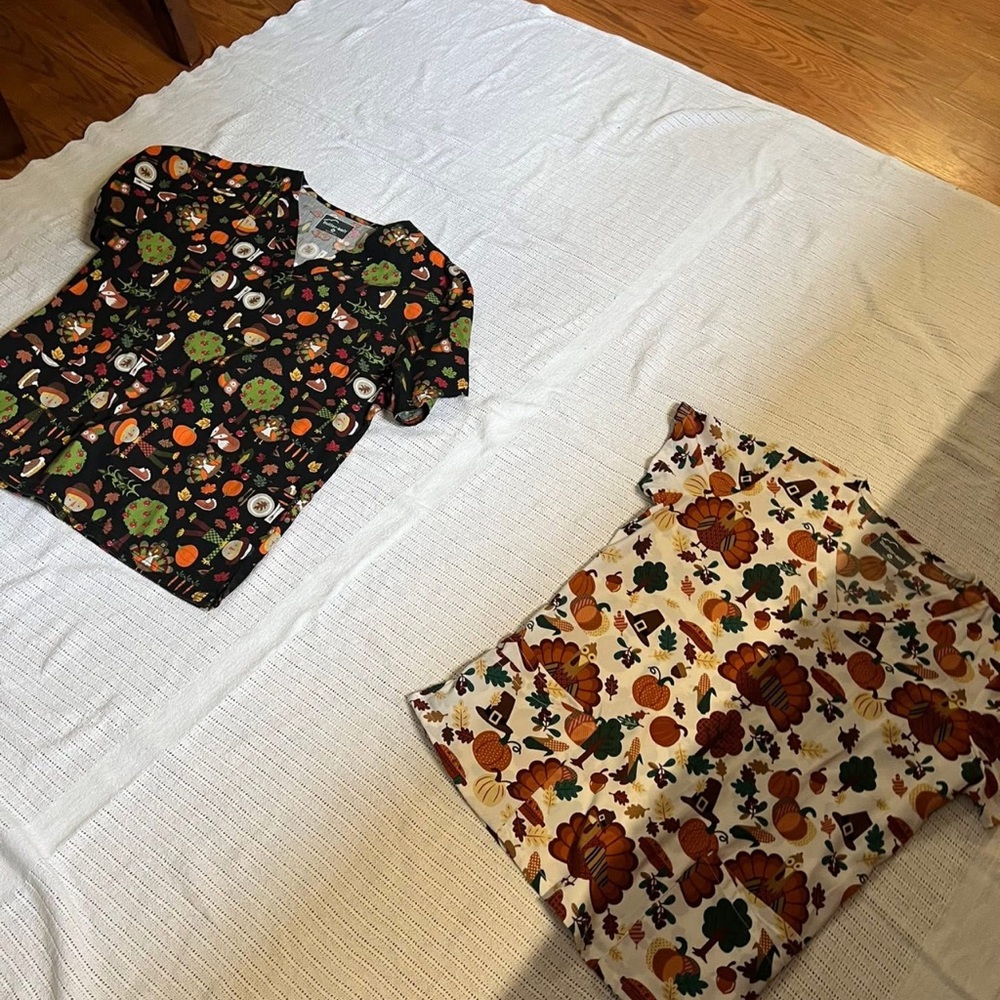 Uniform Advantage Black and Cream Floral Button Down Shirts